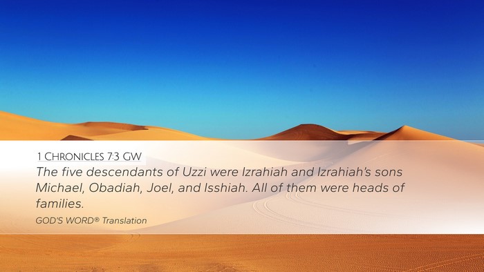 1 Chronicles 7:3 GW Desktop Wallpaper - The five descendants of Uzzi were Izrahiah and - Desktop Bible Verse Wallpaper