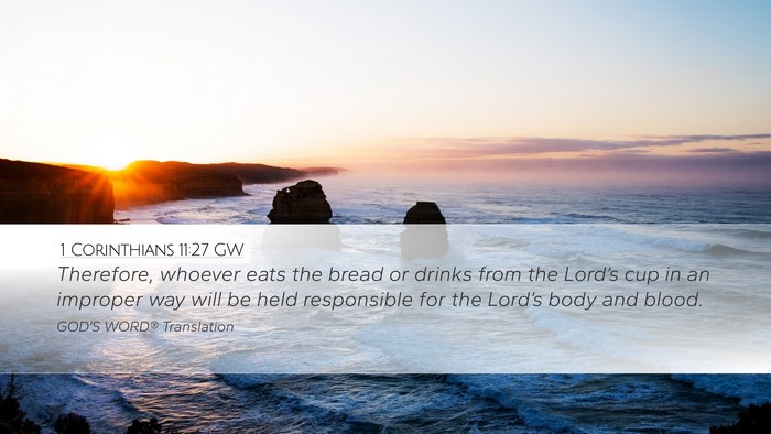 1 Corinthians 11:27 GW Bible Verse Image