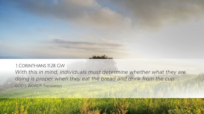 1 Corinthians 11:28 GW Bible Verse Image