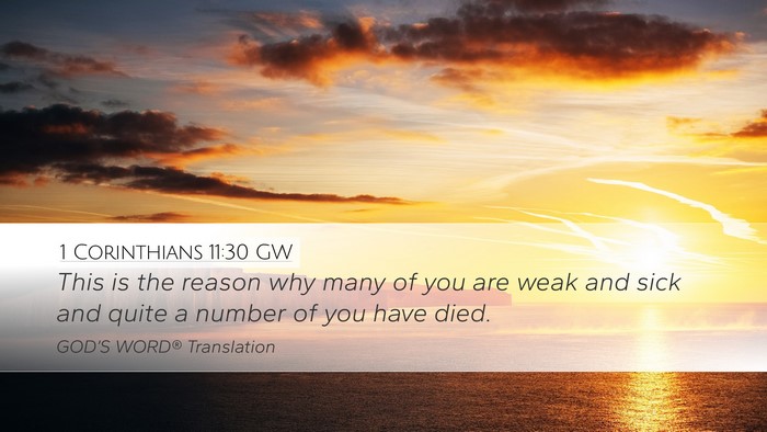 1 Corinthians 11:30 GW Bible Verse Image