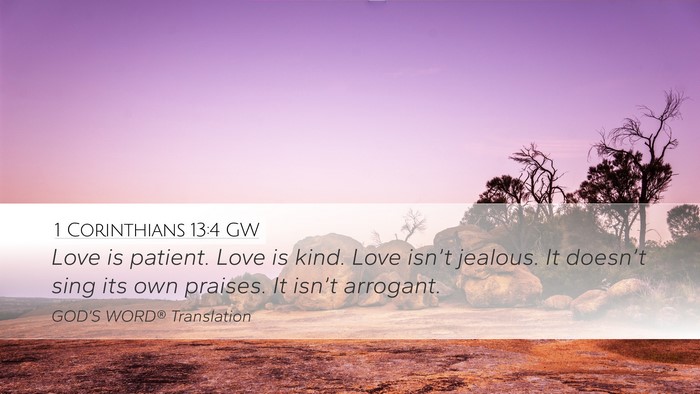 1 Corinthians 13:4 GW Bible Verse Image