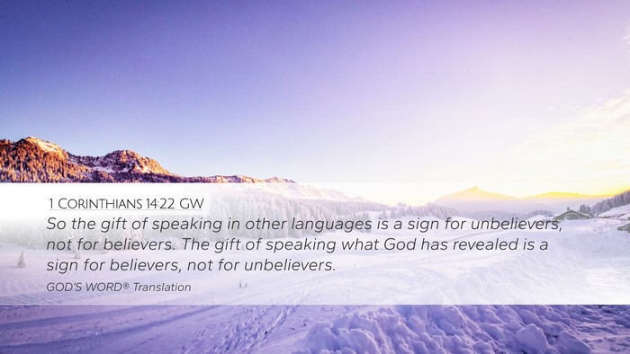 1 Corinthians 14:22 GW Bible Verse Image