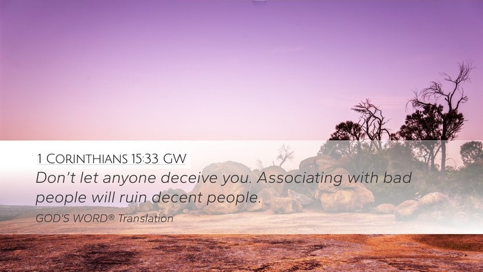 1 Corinthians 15:33 GW Bible Verse Image