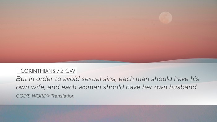 1 Corinthians 7:2 GW Bible Verse Image