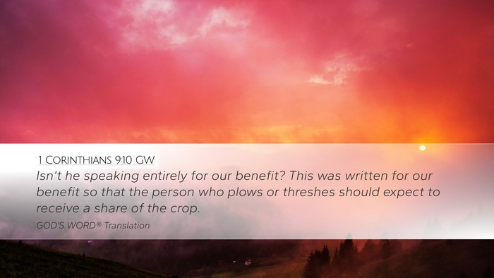 1 Corinthians 9:10 GW Bible Verse Image