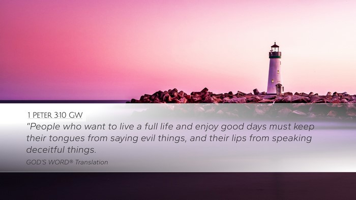 1 Peter 3:10 GW Bible Verse Image
