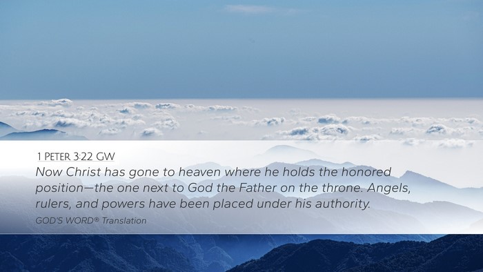 1 Peter 3:22 GW Bible Verse Image