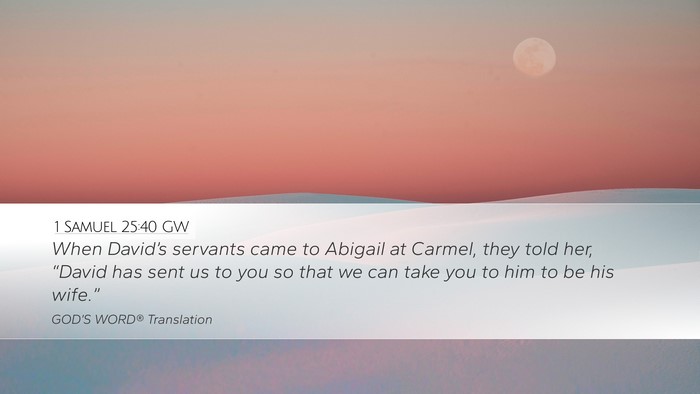 1 Samuel 25:40 GW Desktop Wallpaper - When David’s servants came to Abigail at - Desktop Bible Verse Wallpaper