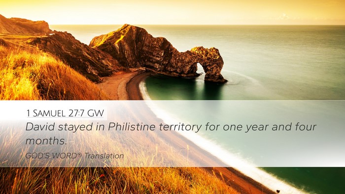 1 Samuel 27:7 GW Desktop Wallpaper - David stayed in Philistine territory for one year - Desktop Bible Verse Wallpaper