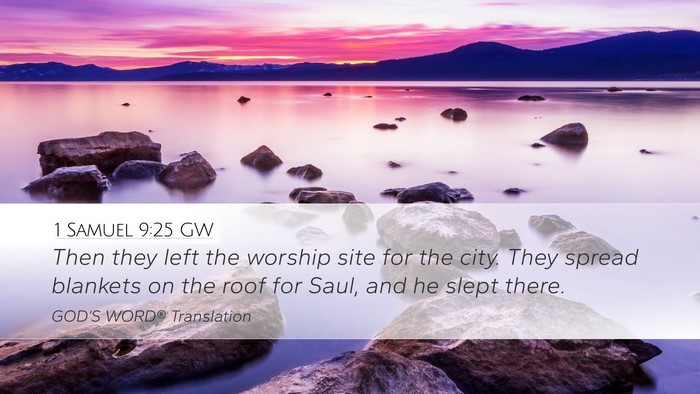 1 Samuel 9:25 GW Desktop Wallpaper - Then they left the worship site for the city. - Desktop Bible Verse Wallpaper
