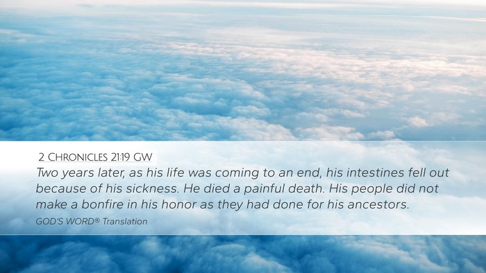 2 Chronicles 21:19 GW Bible Verse Image