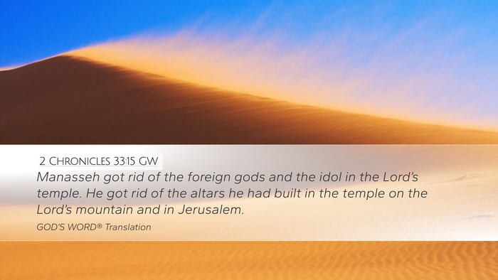 2 Chronicles 33:15 GW Bible Verse Image