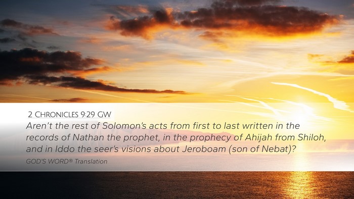 2 Chronicles 9:29 GW Bible Verse Image