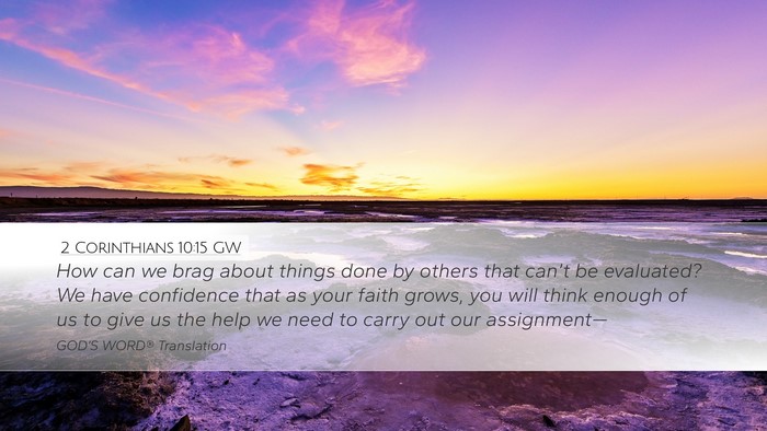 2 Corinthians 10:15 GW Bible Verse Image