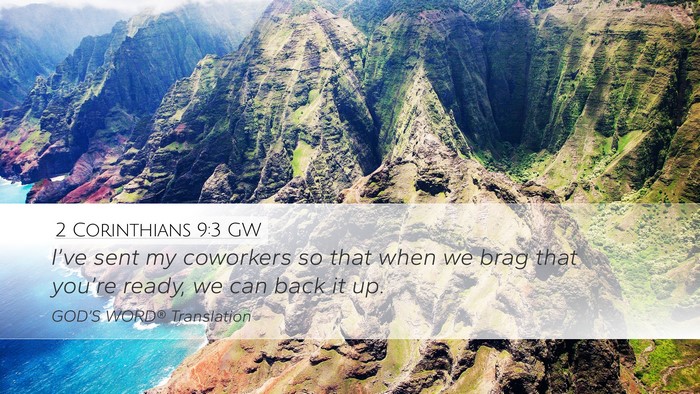 2 Corinthians 9:3 GW Bible Verse Image
