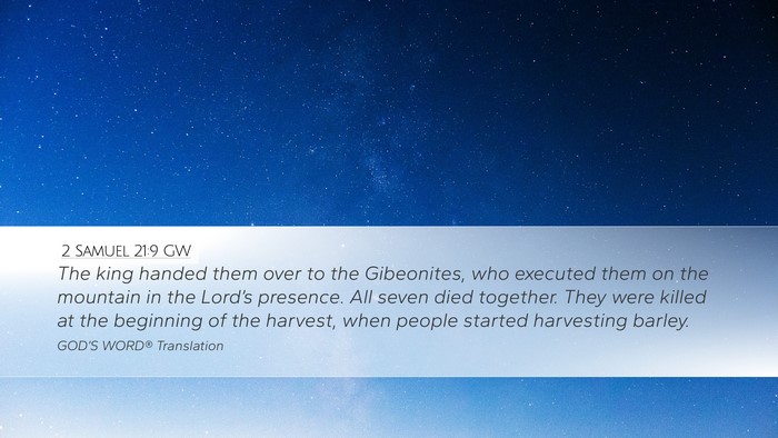 2 Samuel 21:9 GW Bible Verse Image