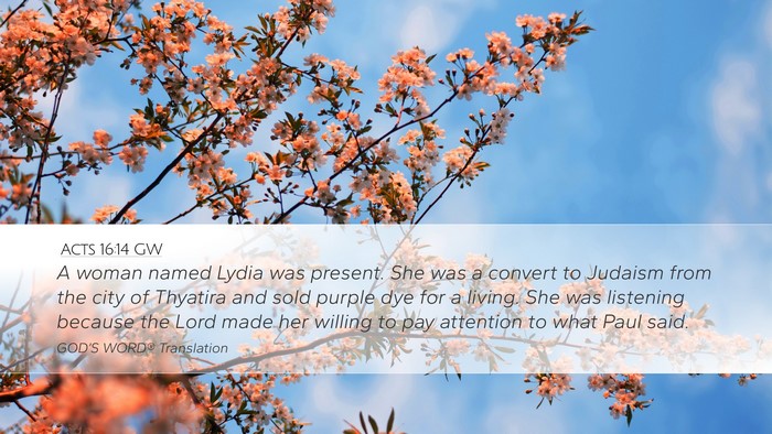 Acts 16:14 GW Bible Verse Image