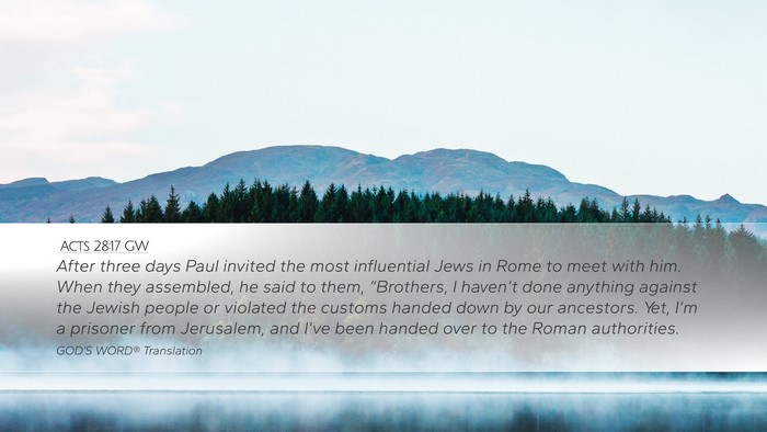 Acts 28:17 GW Bible Verse Image