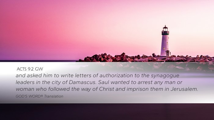 Acts 9:2 GW Bible Verse Image