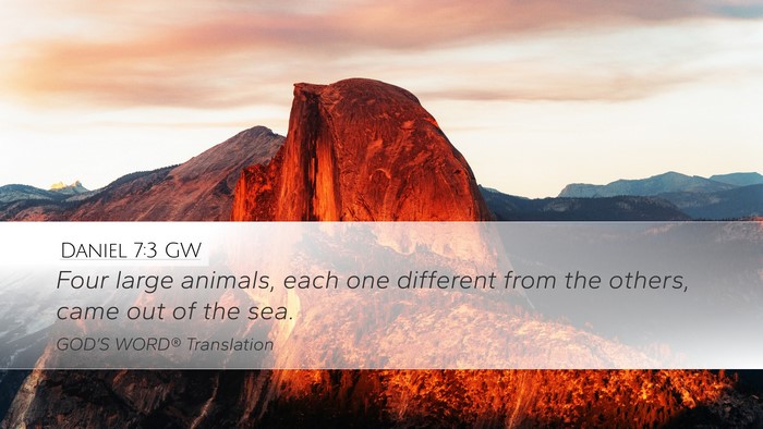 Daniel 7:3 GW Desktop Wallpaper - Four large animals, each one different from the - Desktop Bible Verse Wallpaper