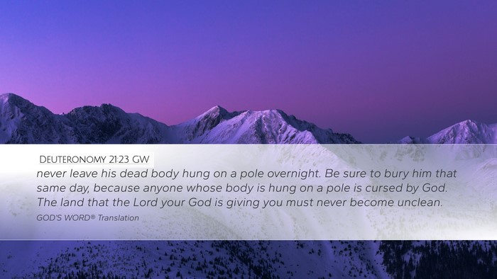 Deuteronomy 21:23 GW Bible Verse Image