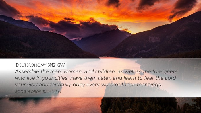 Deuteronomy 31:12 GW Bible Verse Image