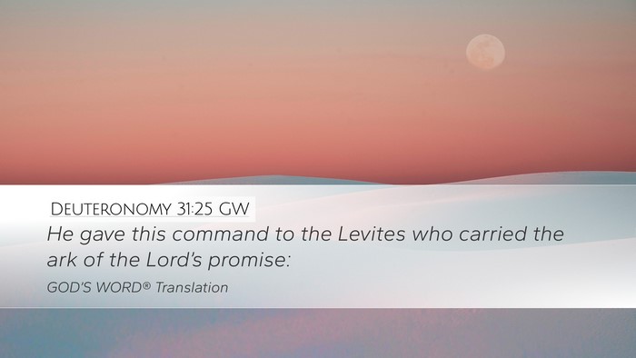 Deuteronomy 31:25 GW Desktop Wallpaper - He gave this command to the Levites who carried - Desktop Bible Verse Wallpaper