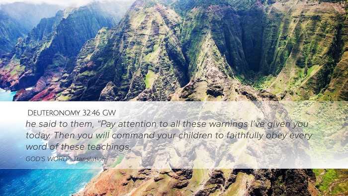 Deuteronomy 32:46 GW Bible Verse Image