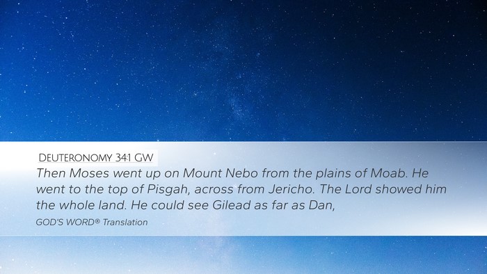 Deuteronomy 34:1 GW Desktop Wallpaper - Then Moses went up on Mount Nebo from the plains - Desktop Bible Verse Wallpaper
