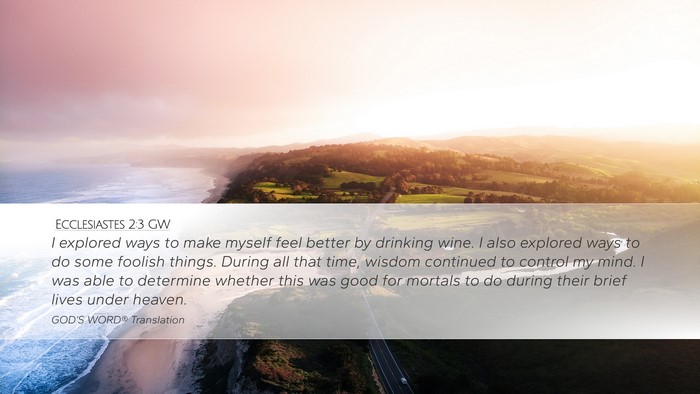 Ecclesiastes 2:3 GW Bible Verse Image