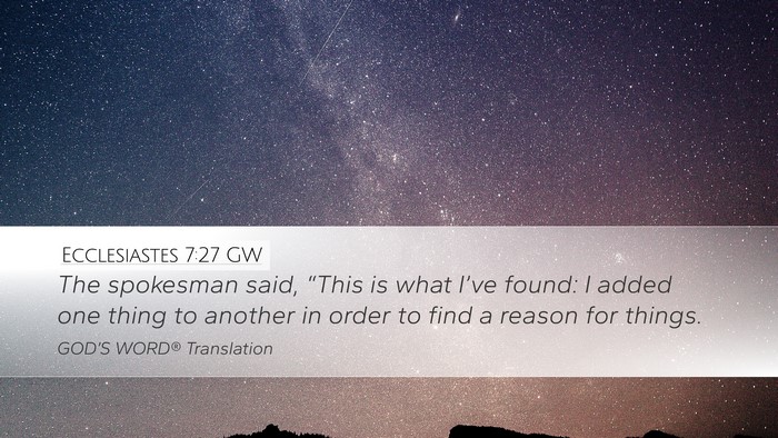 Ecclesiastes 7:27 GW Bible Verse Image
