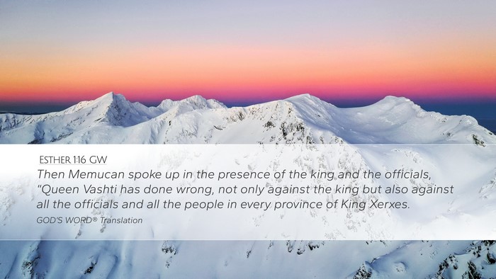 Esther 1:16 GW Bible Verse Image
