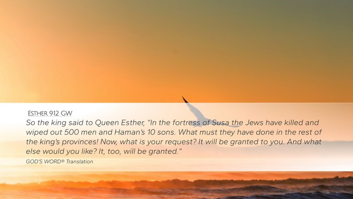 Esther 9:12 GW Bible Verse Image