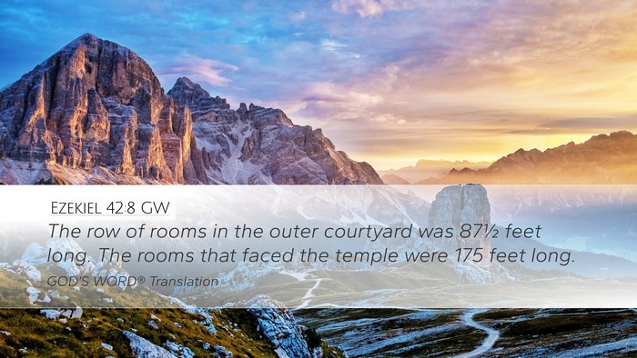 Ezekiel 42:8 GW Desktop Wallpaper - The row of rooms in the outer courtyard was 87½ - Desktop Bible Verse Wallpaper
