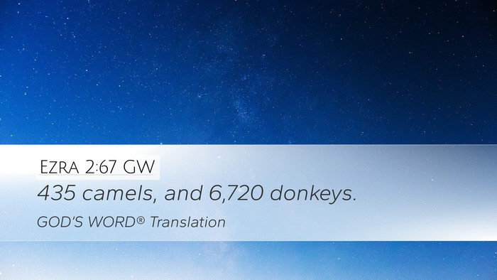 Ezra 2:67 GW Desktop Wallpaper - 435 camels, and 6,720 - Desktop Bible Verse Wallpaper