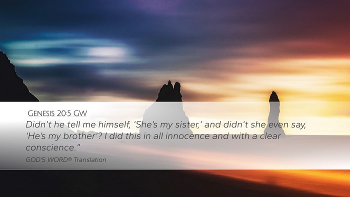 Genesis 20:5 GW Bible Verse Image