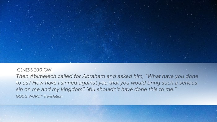 Genesis 20:9 GW Bible Verse Image