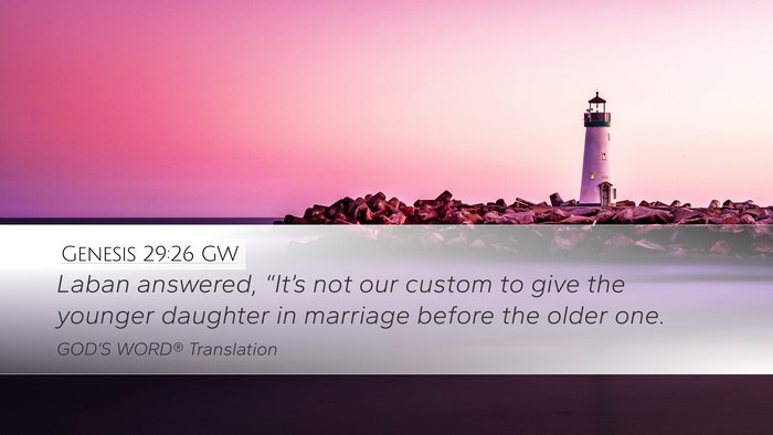 Genesis 29:26 GW Bible Verse Image