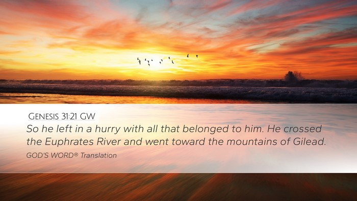Genesis 31:21 GW Bible Verse Image
