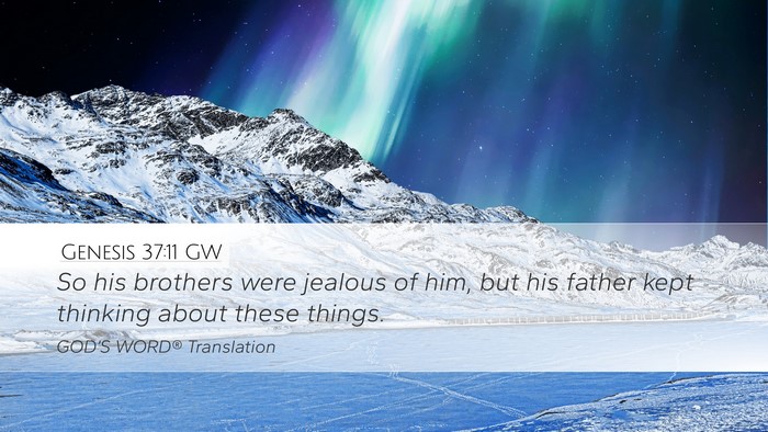Genesis 37:11 GW Bible Verse Image