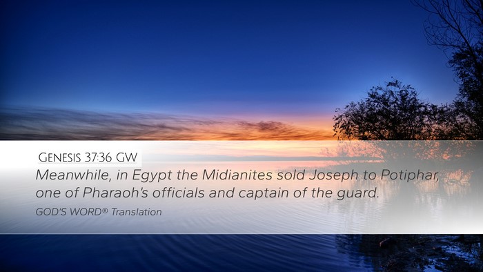 Genesis 37:36 GW Bible Verse Image