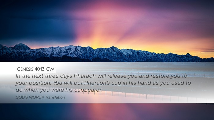 Genesis 40:13 GW Bible Verse Image