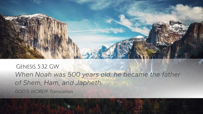 Genesis 5:32 GW Bible Verse Image