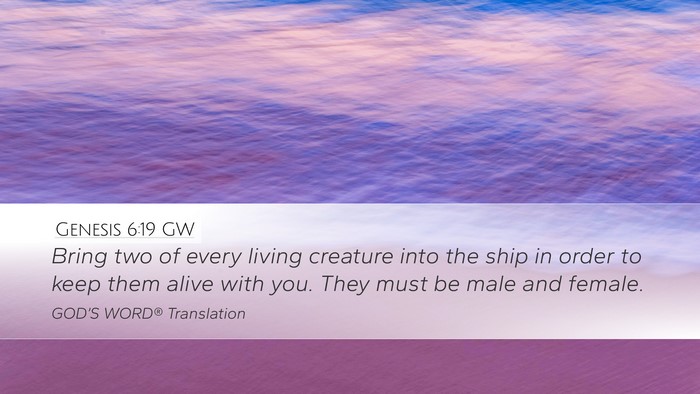 Genesis 6:19 GW Bible Verse Image