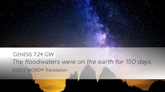 Genesis 7:24 GW Desktop Wallpaper - The floodwaters were on the earth for 150 - Desktop Bible Verse Wallpaper