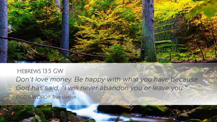 Hebrews 13:5 GW Bible Verse Image