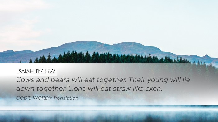 Isaiah 11:7 GW Desktop Wallpaper - Cows and bears will eat together. Their young - Desktop Bible Verse Wallpaper