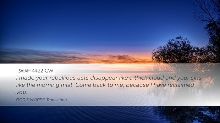 Isaiah 44:22 GW Bible Verse Image