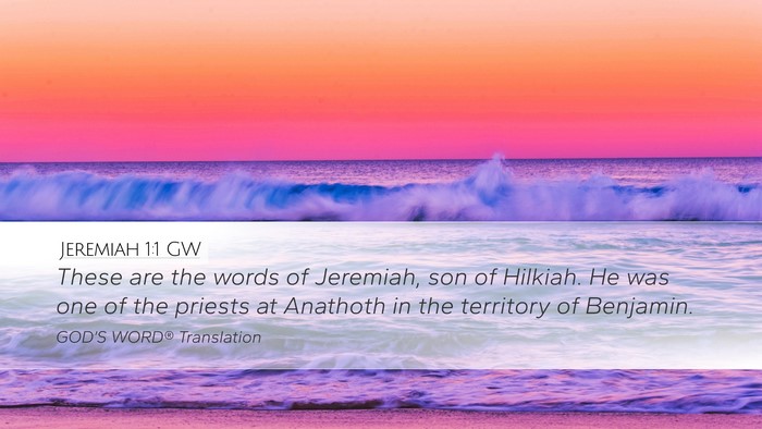 Jeremiah 1:1 GW Desktop Wallpaper - These are the words of Jeremiah, son of Hilkiah. - Desktop Bible Verse Wallpaper