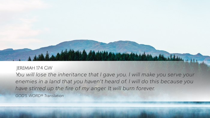 Jeremiah 17:4 GW Bible Verse Image
